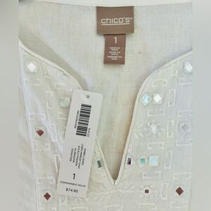 Chico's White Embellished Women's Top
